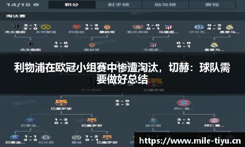 利物浦在欧冠小组赛中惨遭淘汰，切赫：球队需要做好总结